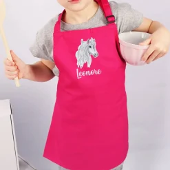 Kinderschürze mit Pferd und Namensaufdruck