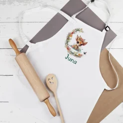 Kinderschürze mit Rehkitz-Motiv und Name