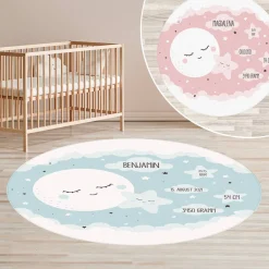 Kinderteppich zur Geburt mit Personalisierung in zwei Farben
