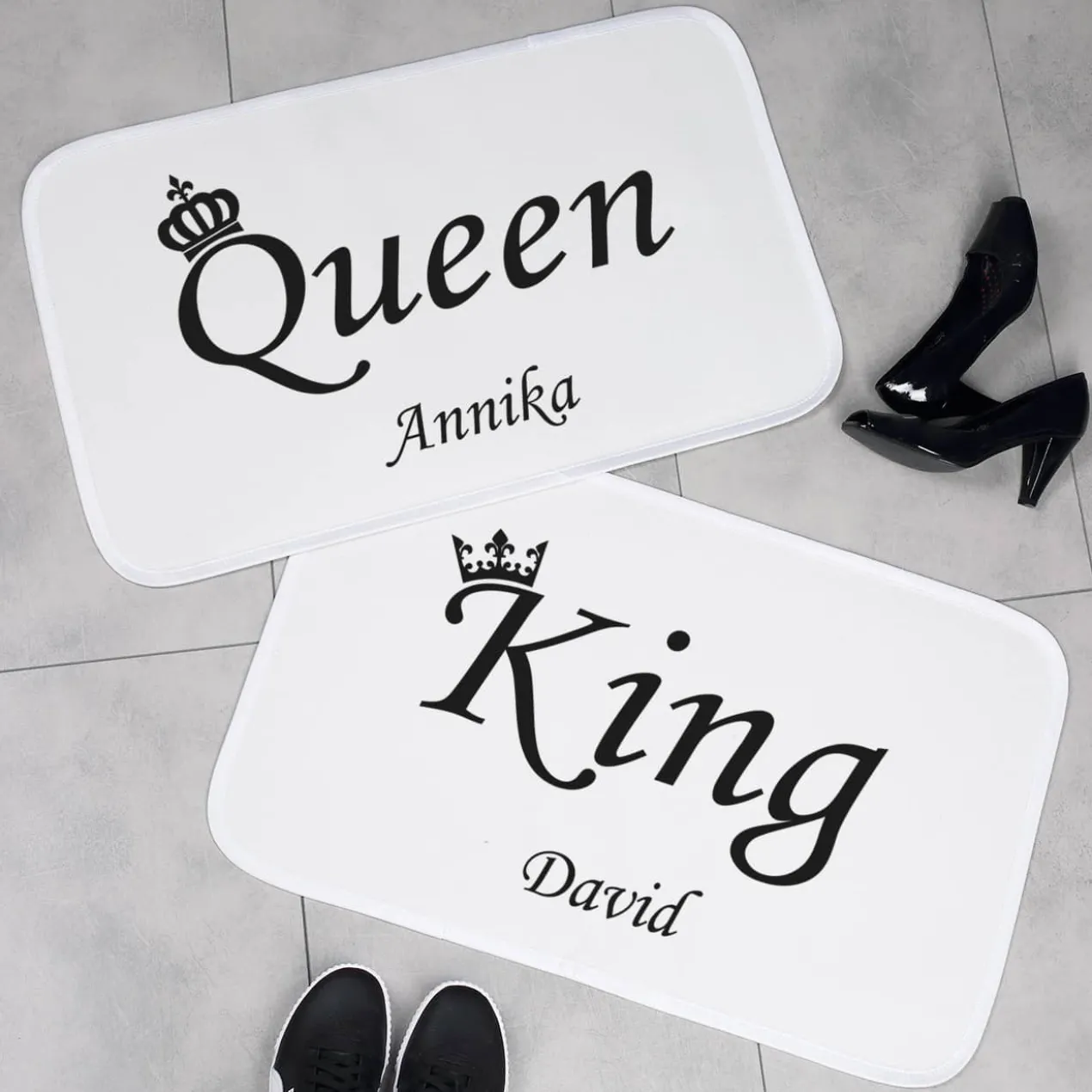 King & Queen - Badematten 2er Set mit Ihren Namen