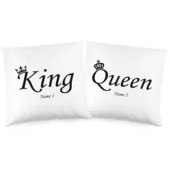 "King & Queen" Kissenset mit Ihren Namen