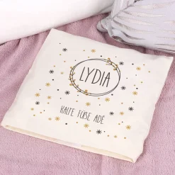 Kirschkernkissen mit Schneeflocken Motiv, Name und Text