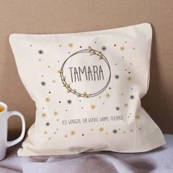 Kirschkernkissen mit Schneeflocken Motiv, Name und Text