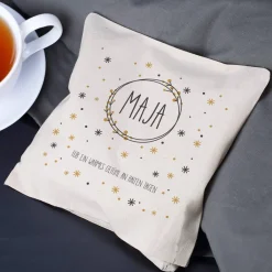 Kirschkernkissen mit Schneeflocken Motiv, Name und Text