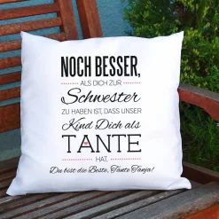 Kissen für die beste Tante mit kurzem Wunschtext