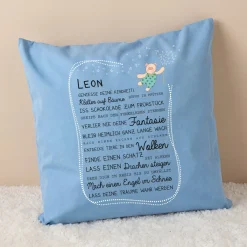 Kissen für Kinder mit Name & Kindheit Spruch personalisiert in Rosa oder Blau | Hase & Bär Geschenk