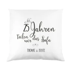 Kissen für Paare - Seit Jahren teilen wir das Sofa - mit Jahreszahl und Wunschtext