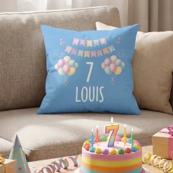 Kissen mit Ballon Motiv personalisiert für Kinder | Geschenk zum Geburtstag für Jungen & Mädchen