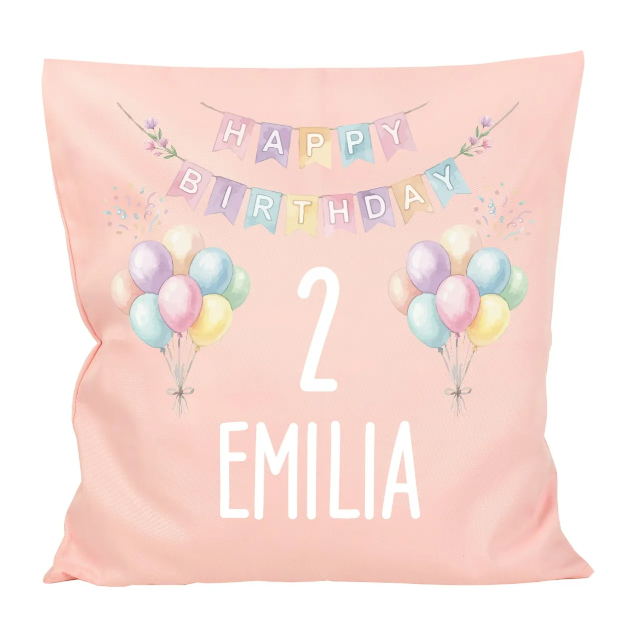 Kissen mit Ballon Motiv personalisiert für Kinder | Geschenk zum Geburtstag für Jungen & Mädchen