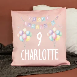 Kissen mit Ballon Motiv personalisiert für Kinder | Geschenk zum Geburtstag für Jungen & Mädchen