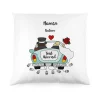 Kissen mit "Just Married" Motiv mit Hochzeitsauto, Namen und Datum bedruckt