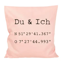 Kissen mit Koordinaten & Wunschtext personalisiert | Geschenk zum Hausbau & Einzug für Wohnung