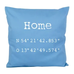 Kissen mit Koordinaten & Wunschtext personalisiert | Geschenk zum Hausbau & Einzug für Wohnung