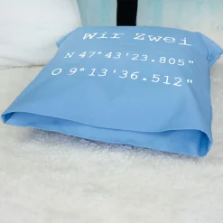 Kissen mit Koordinaten & Wunschtext personalisiert | Geschenk zum Hausbau & Einzug für Wohnung