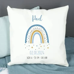 Kissen mit Regenbogen zur Geburt für Jungen