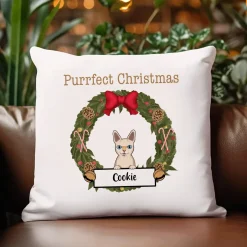Kissen mit weihnachtlichem Katzenmotiv - 1 bis 3 Katzen möglich