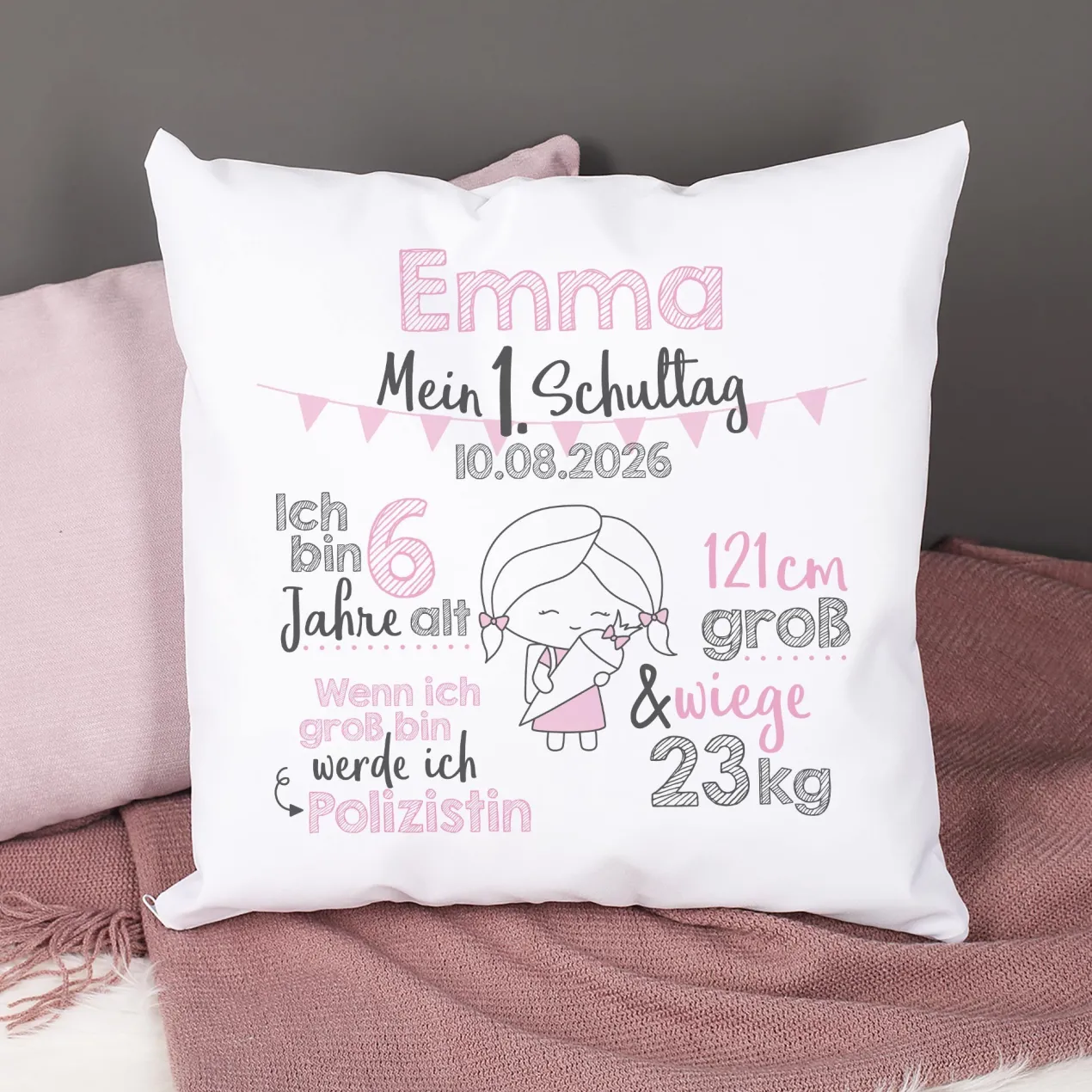 Kissen zur Einschulung für Mädchen