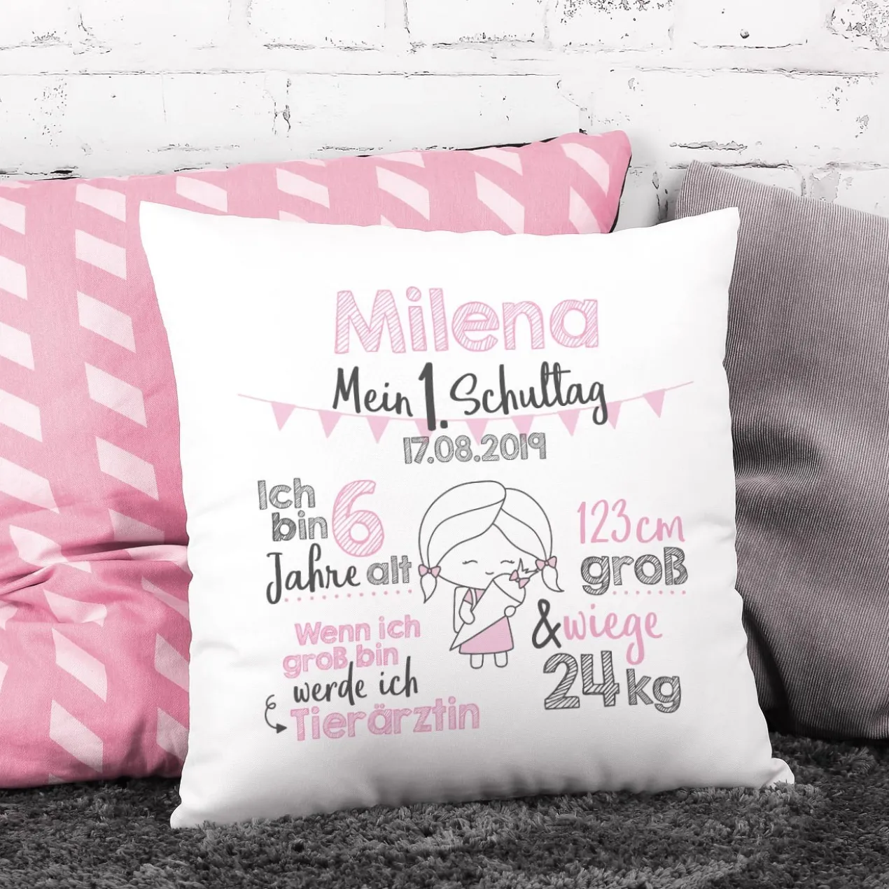 Kissen zur Einschulung für Mädchen