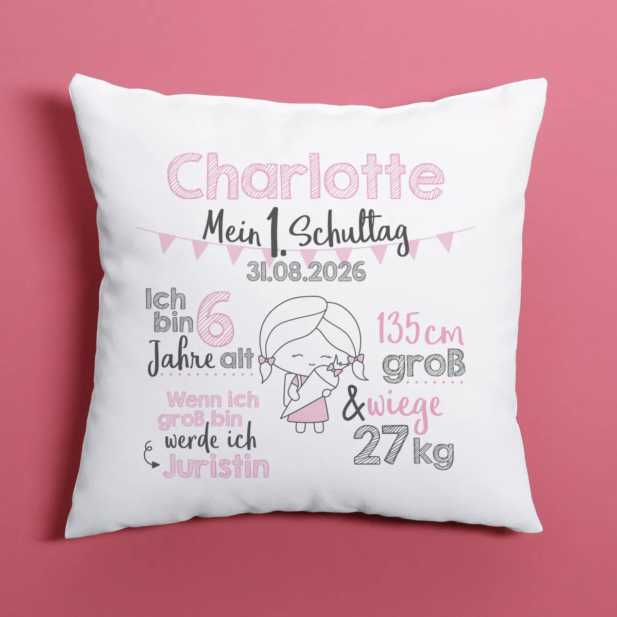 Kissen zur Einschulung für Mädchen