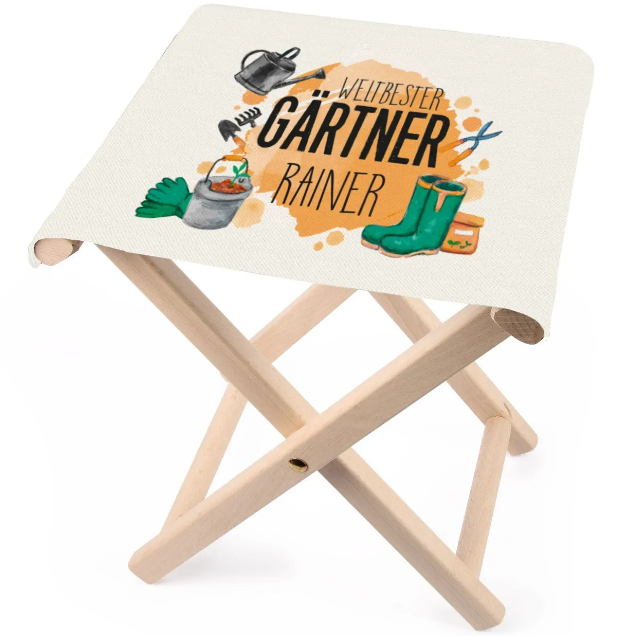 Klapphocker für Gärtner mit Name