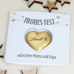 Klappkarte Frohes Fest mit Lindt Schoko Herz
