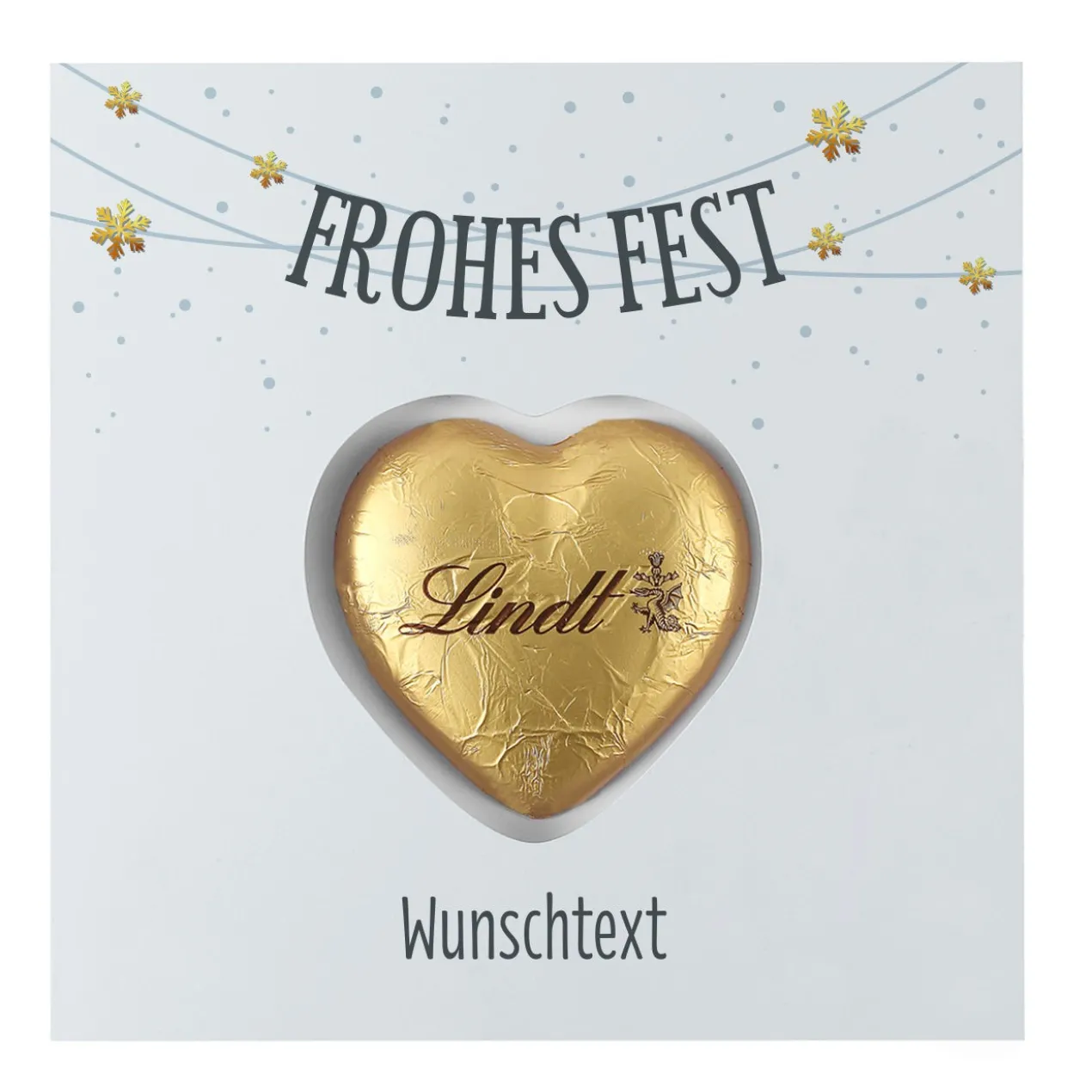 Klappkarte Frohes Fest mit Lindt Schoko Herz