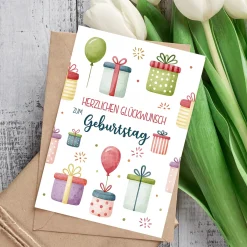 Klappkarte mit Wunschtext & Motivwahl personalisiert | Grußkarte für Geburtstag, Hochzeit & mehr