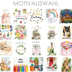 Klappkarte mit Wunschtext & Motivwahl personalisiert | Grußkarte für Geburtstag, Hochzeit & mehr
