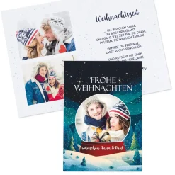 Klappkarte zu Weihnachten personalisiert mit Fotos & Wunschtext | Schneekugel Motiv