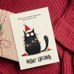 Klappkarte zu Weihnachten personalisiert mit Foto & Wunschtext | Katzenliebhaber Motiv