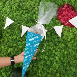 Kleine blaue Geschwistertüte mit Ihrem Namen