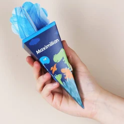 Kleine Dino Schultüte mit 10 Bonbons gefüllt