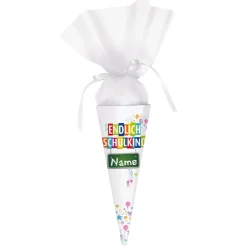 Kleine "Endlich Schulkind" Zuckertüte mit Name