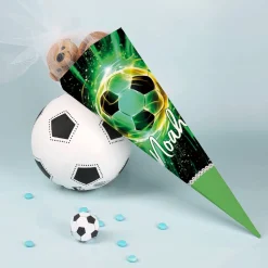 Kleine Fußball-Schultüte mit Name, 28 cm