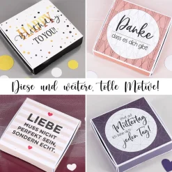 Kleine Geschenkbox aus Papier in verschiedenen Designs für Geld oder Gutscheine