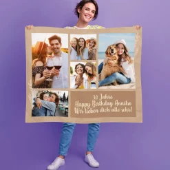 Kleine Kuscheldecke mit Fotos und Wunschtext