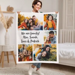 Kleine Kuscheldecke personalisiert mit 5 Fotos und Wunschtext | Geschenk für Familie und Freunde