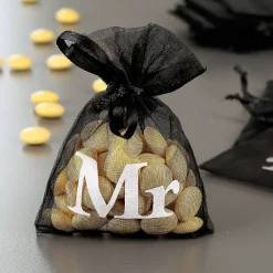 10 kleine Organza-Beutel mit Mr-Aufdruck Gastgeschenk