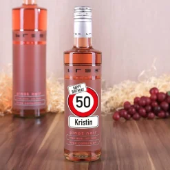 Kleiner BREE Wein zum Geburtstag mit Verkehrszeichen, Name und Alter