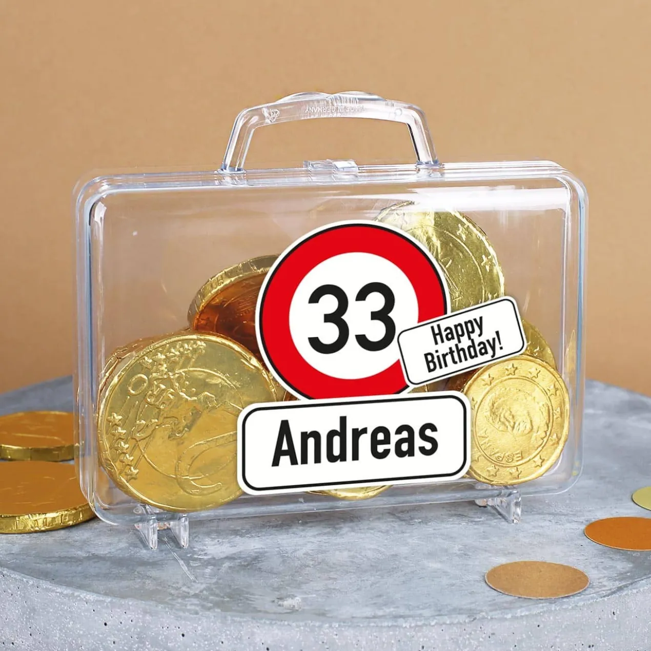Kleiner Geldkoffer Achtung Alter mit Name