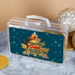 Kleiner Geldkoffer Frohes Fest mit Name und Glückwunschtext