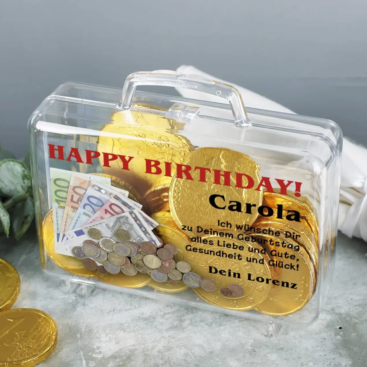 Kleiner Geldkoffer Happy Birthday