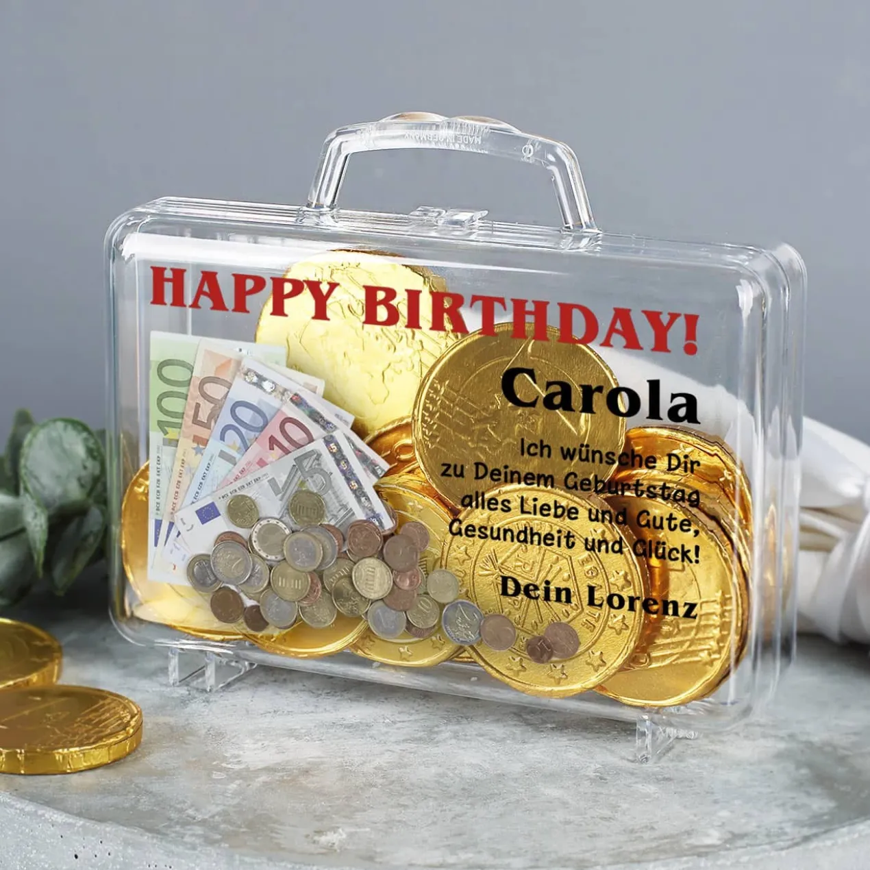 Kleiner Geldkoffer Happy Birthday
