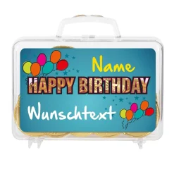 Kleiner Geldkoffer Happy Birthday mit Namen und Glückwunschtext