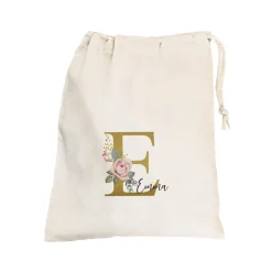 Kleiner Geschenksack mit Rosen-Monogramm und Name