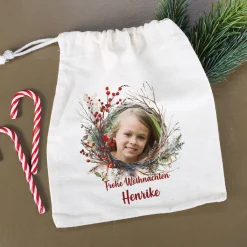 Kleiner Geschenksack zu Weihnachten mit Foto, Wunschtext & Name