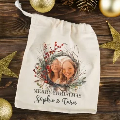 Kleiner Geschenksack zu Weihnachten mit Foto, Wunschtext & Name