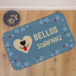 Kleiner Hundeteppich mit Wunschtext 76x45cm