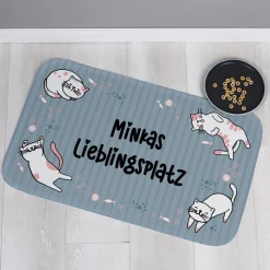 Kleiner Katzenteppich mit Wunschtext 76x45cm