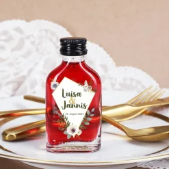 Kleiner Schnaps zum Polterabend oder zur Hochzeit mit Namen und Datum bedruckt